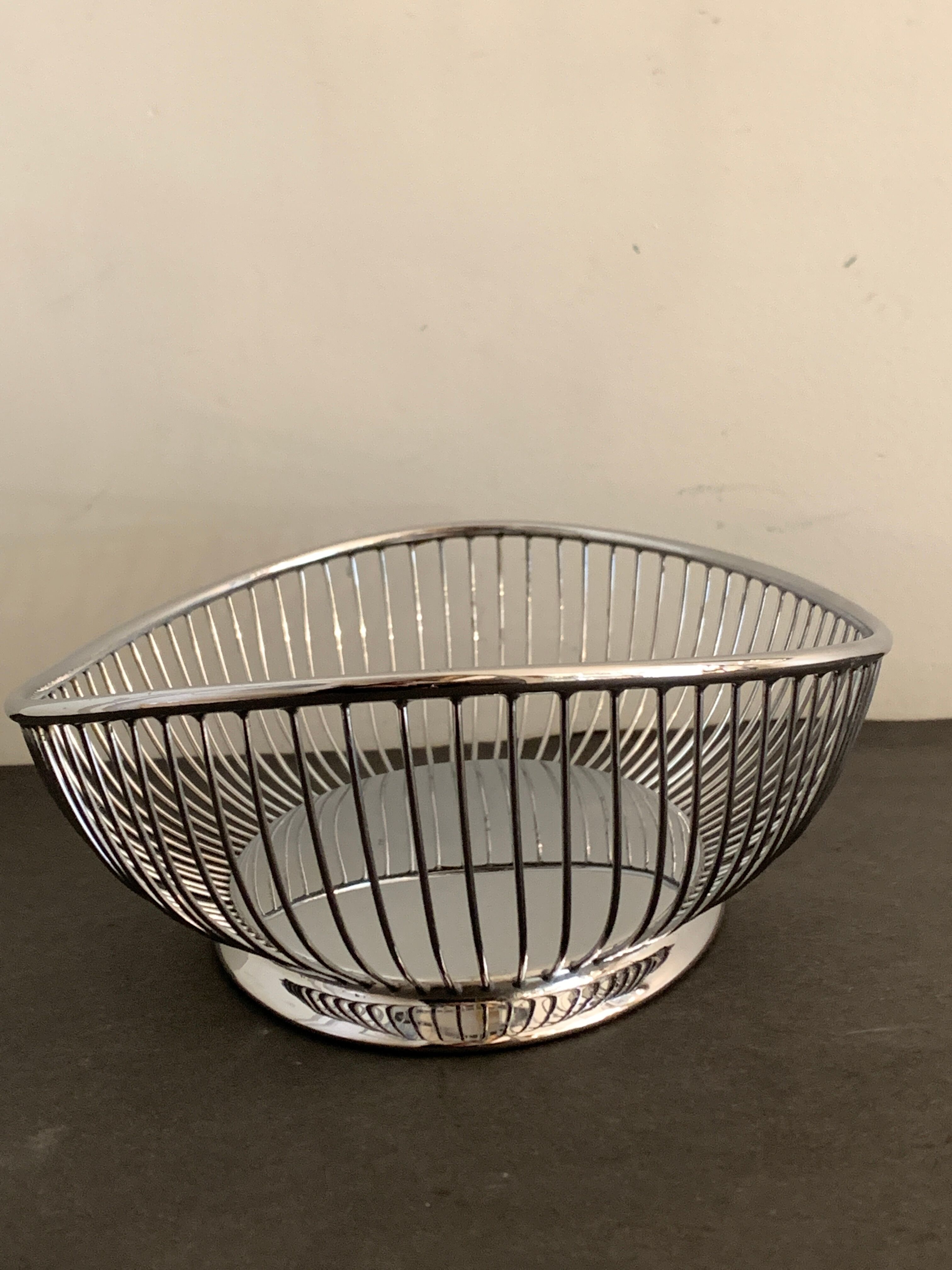 Stainless steel bread basket or fruit basket, Alfra Italy