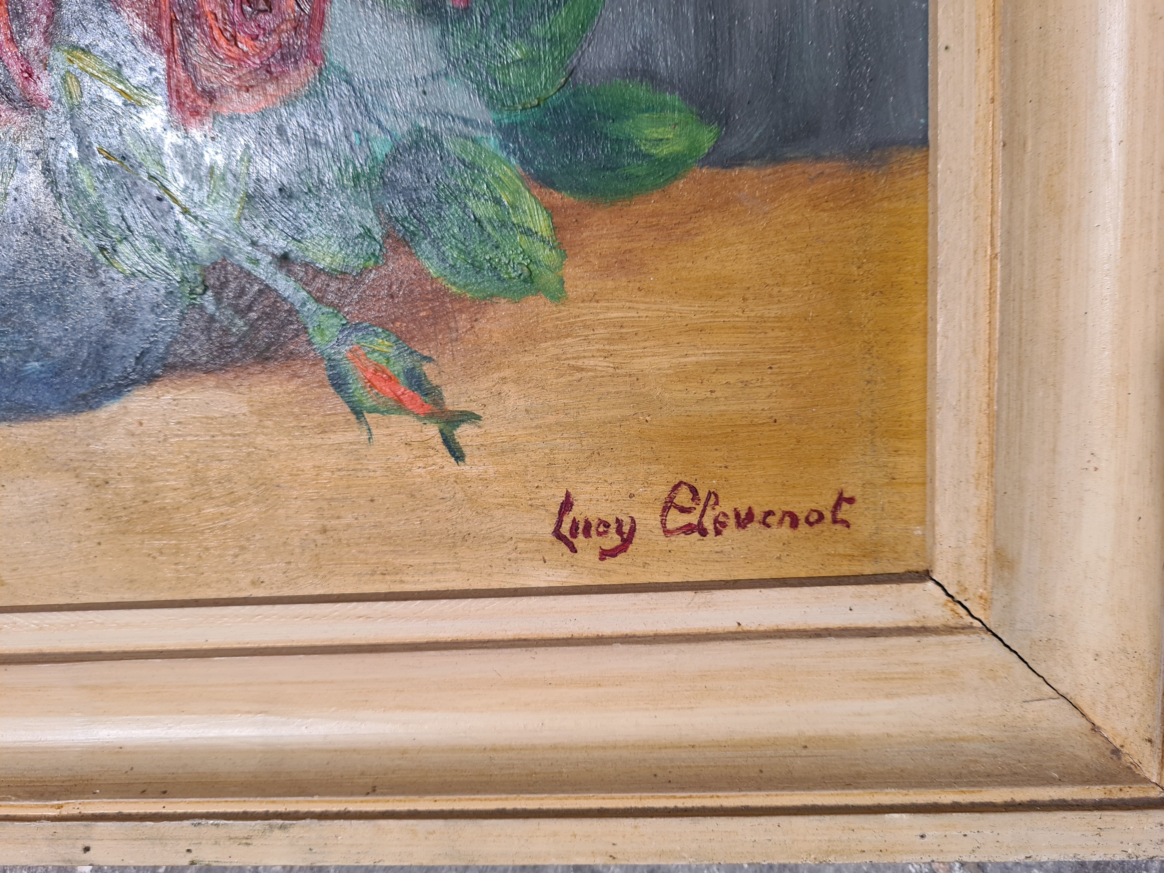 Ancient painting depicting a bouquet of roses