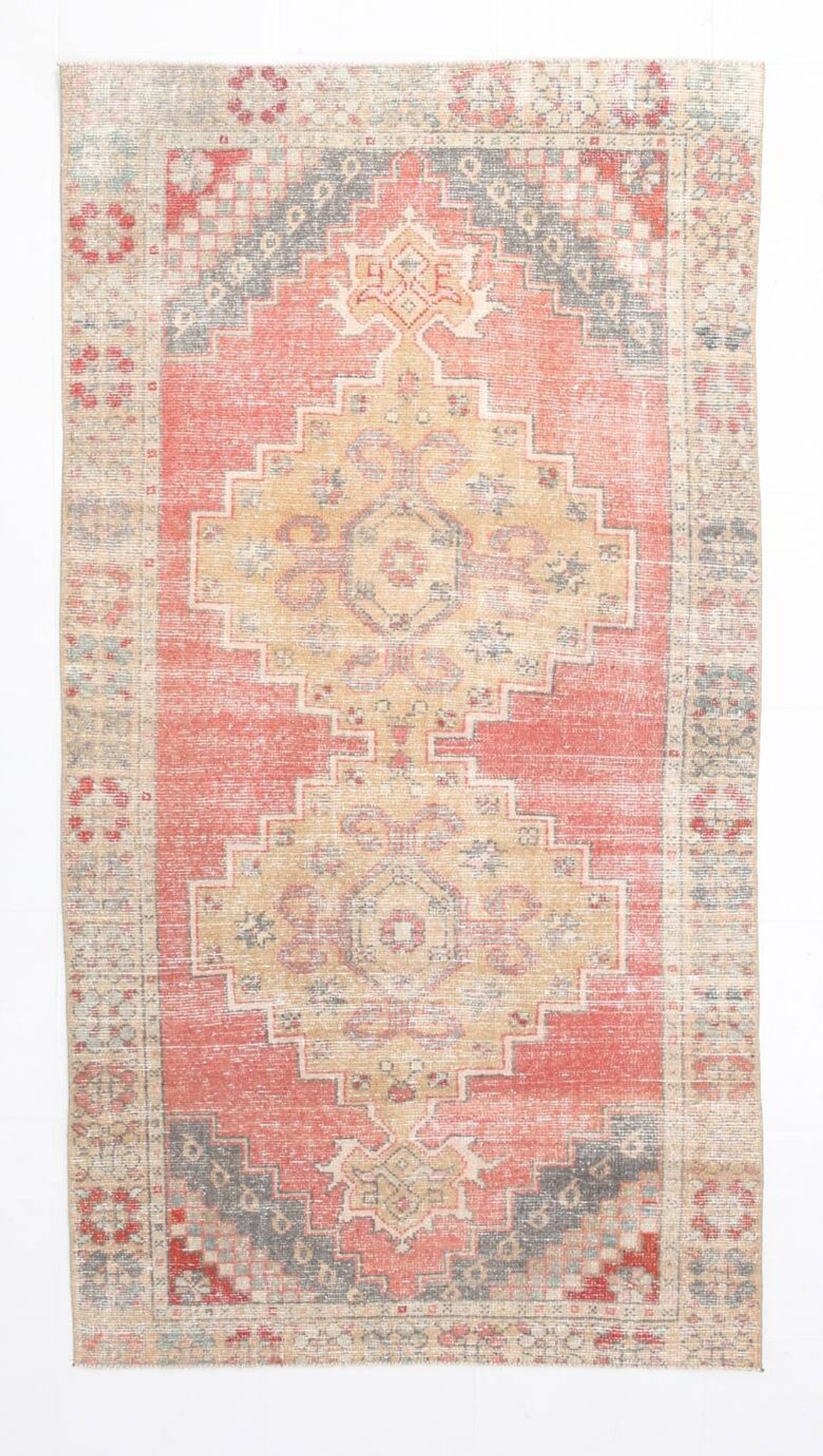 4x8 Red Geometric Turkish Rug 127x247Cm SK 22752