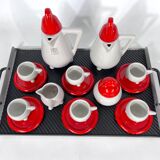 Ceramic coffee set by Mas for Memphis Milano, 1980s, Set of 11