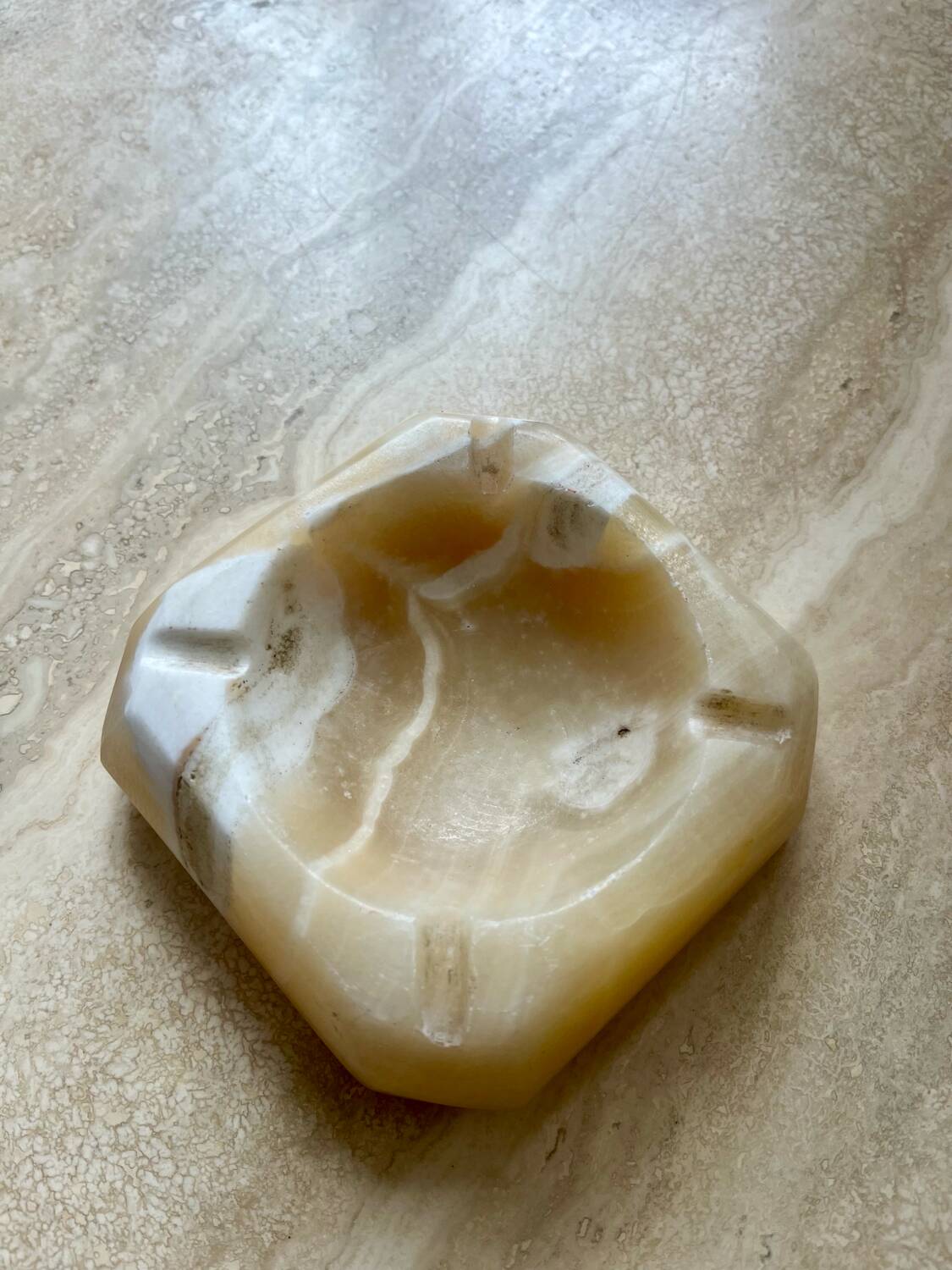Beige alabaster ashtray