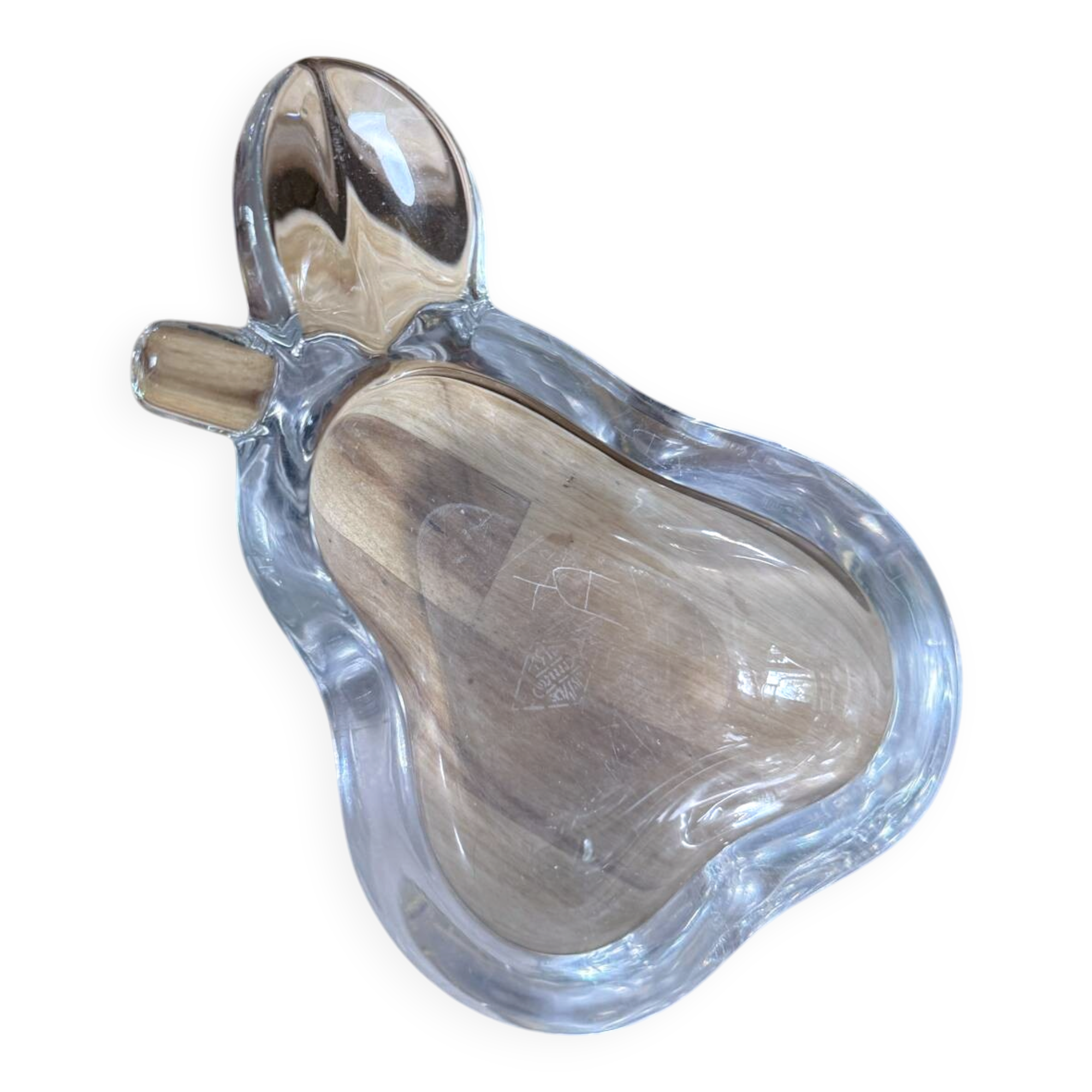 Vintage pear-shaped crystal catchall signed Art Vannes France - 60