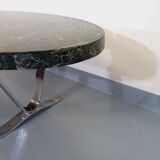 Vintage oval coffee table in stone and chromed metal from the 70s