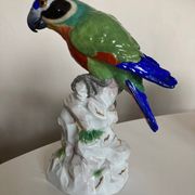 Perroquet en porcelaine de Saxe 19e signée