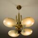 Art Deco Brass and Glass Chandelier, 1930s