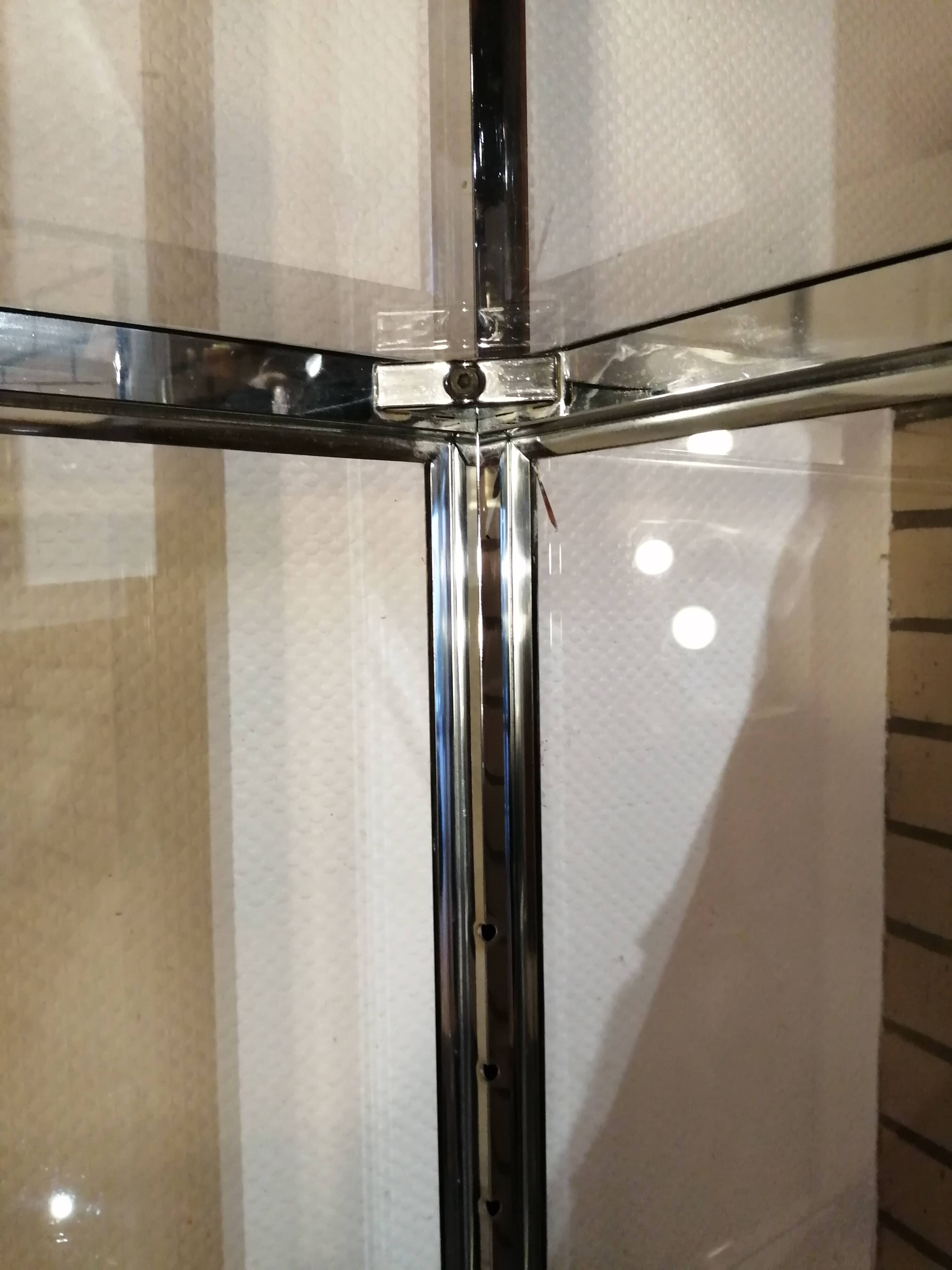 Designer shelf in chrome metal and smoked glass vintage 1970