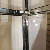 Designer shelf in chrome metal and smoked glass vintage 1970