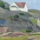 1954 Mid Century Modern Landscape Oil Painting 'Walking the Archipelago', Framed