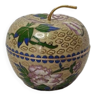 Chinese Cloisonné Apple Jewelry Box, Late 20th Century