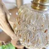 Vintage globe portable lamp in customizable iridescent bubbled glass