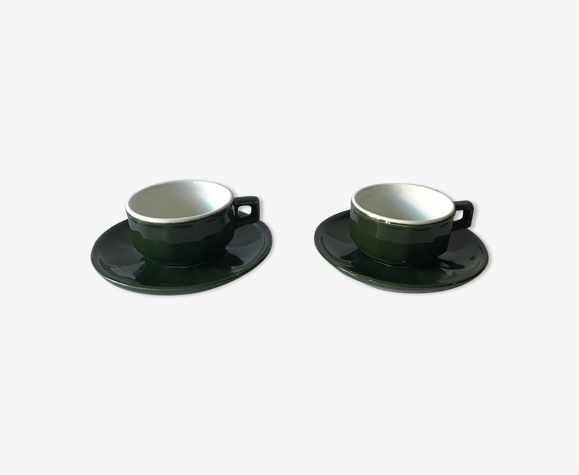 Deux tasses cafe verte de bistrot | Selency