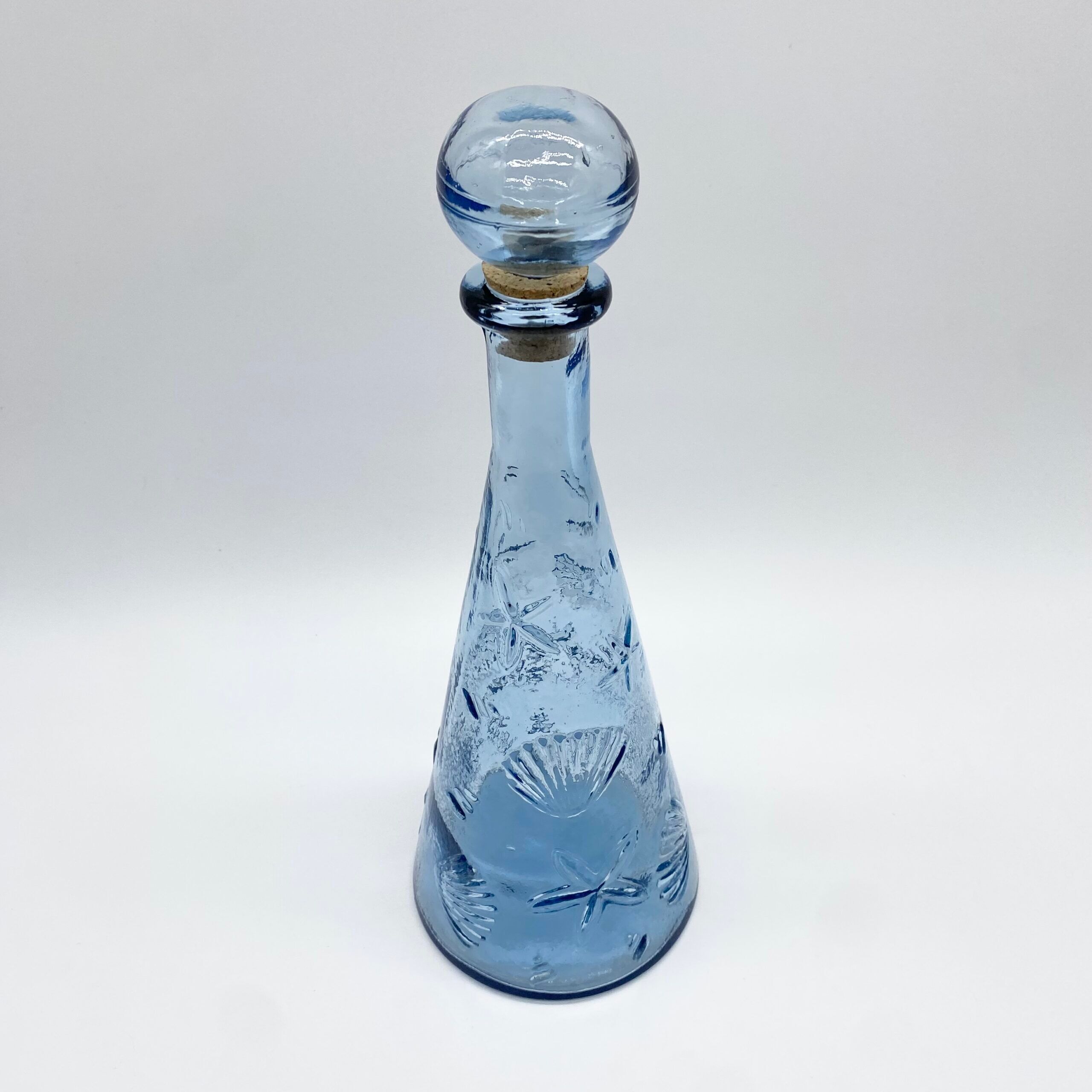 Carafe "fonds marins" verre bleu – Empoli, 1970s