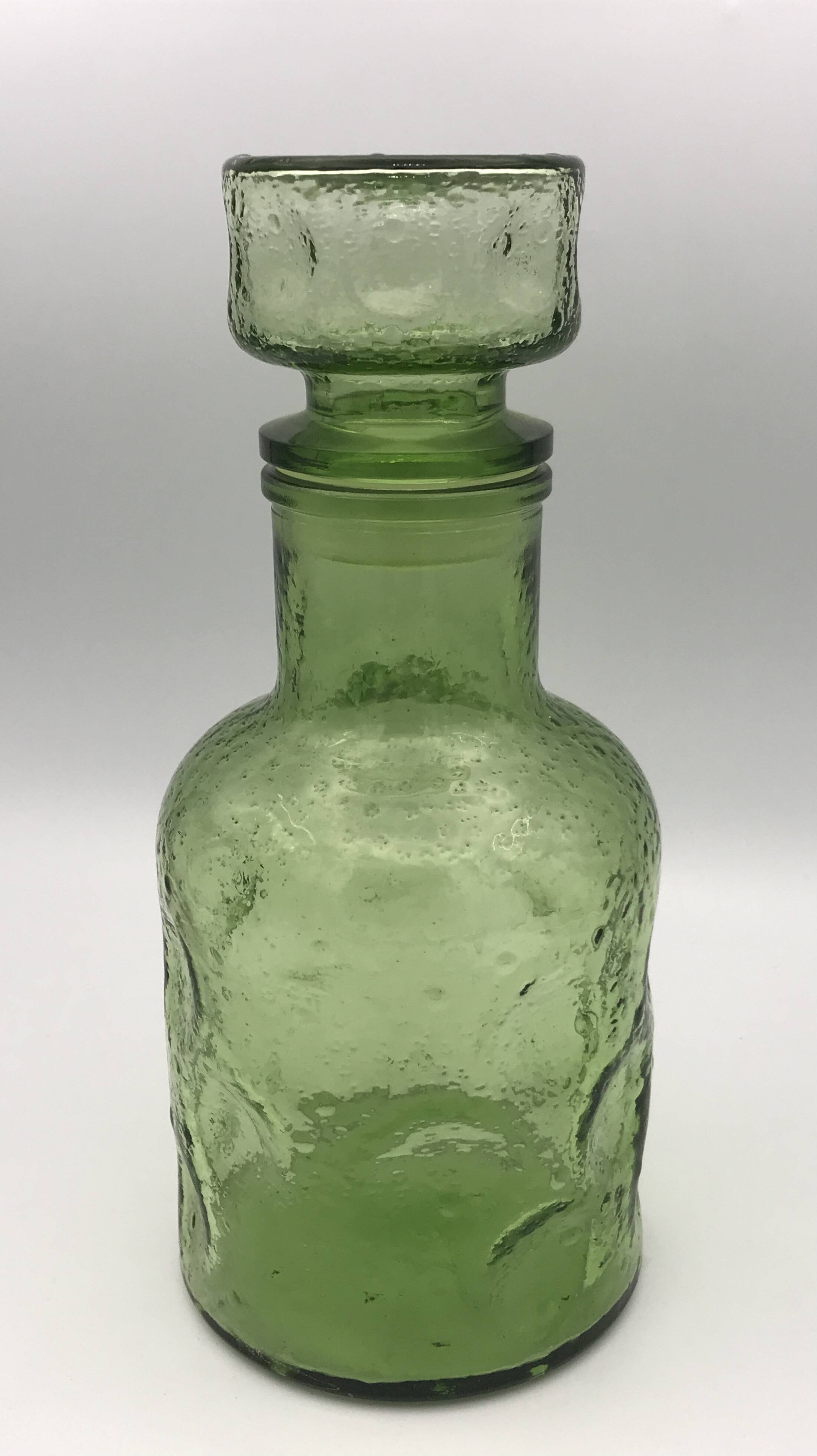 Vintage Green GLASS CARAFE in Empoli style with effect 24.5 cm