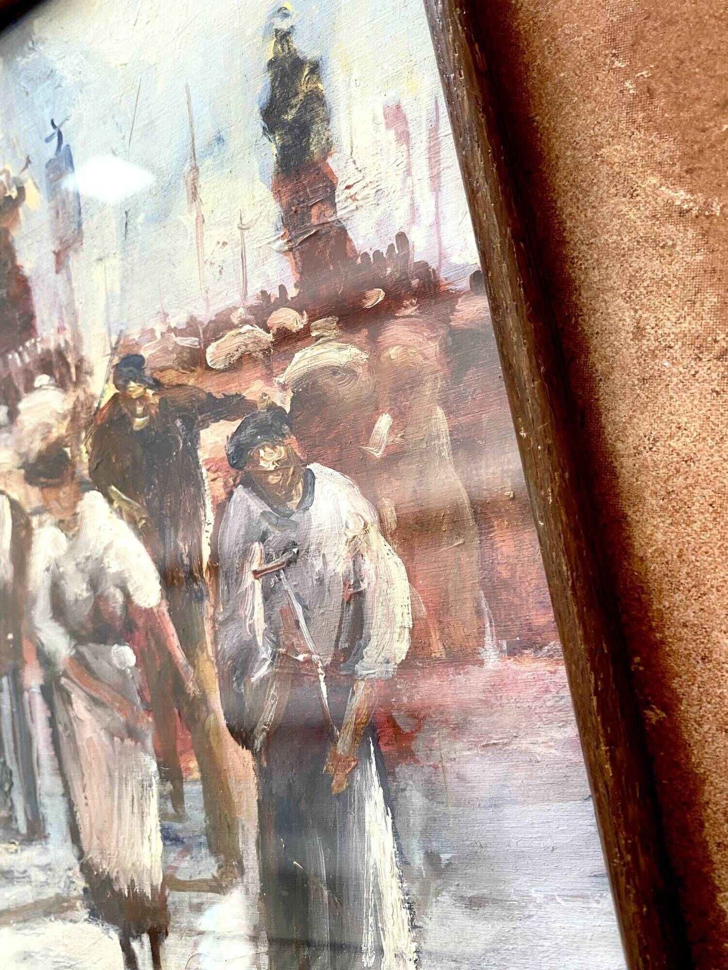 Oil on wood under glass; Italy 1960s