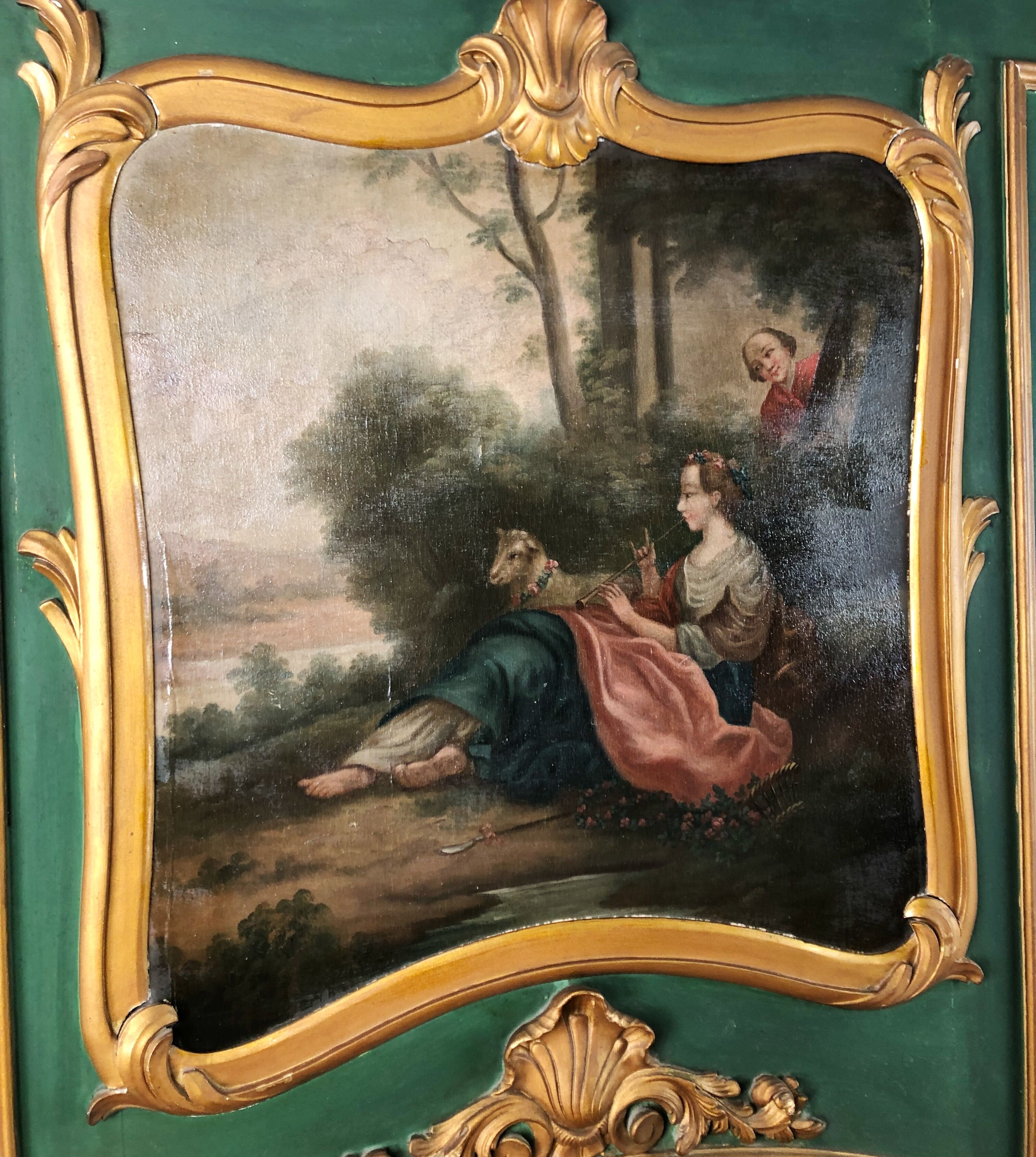 19th century carved wooden trumeau 110x181cm