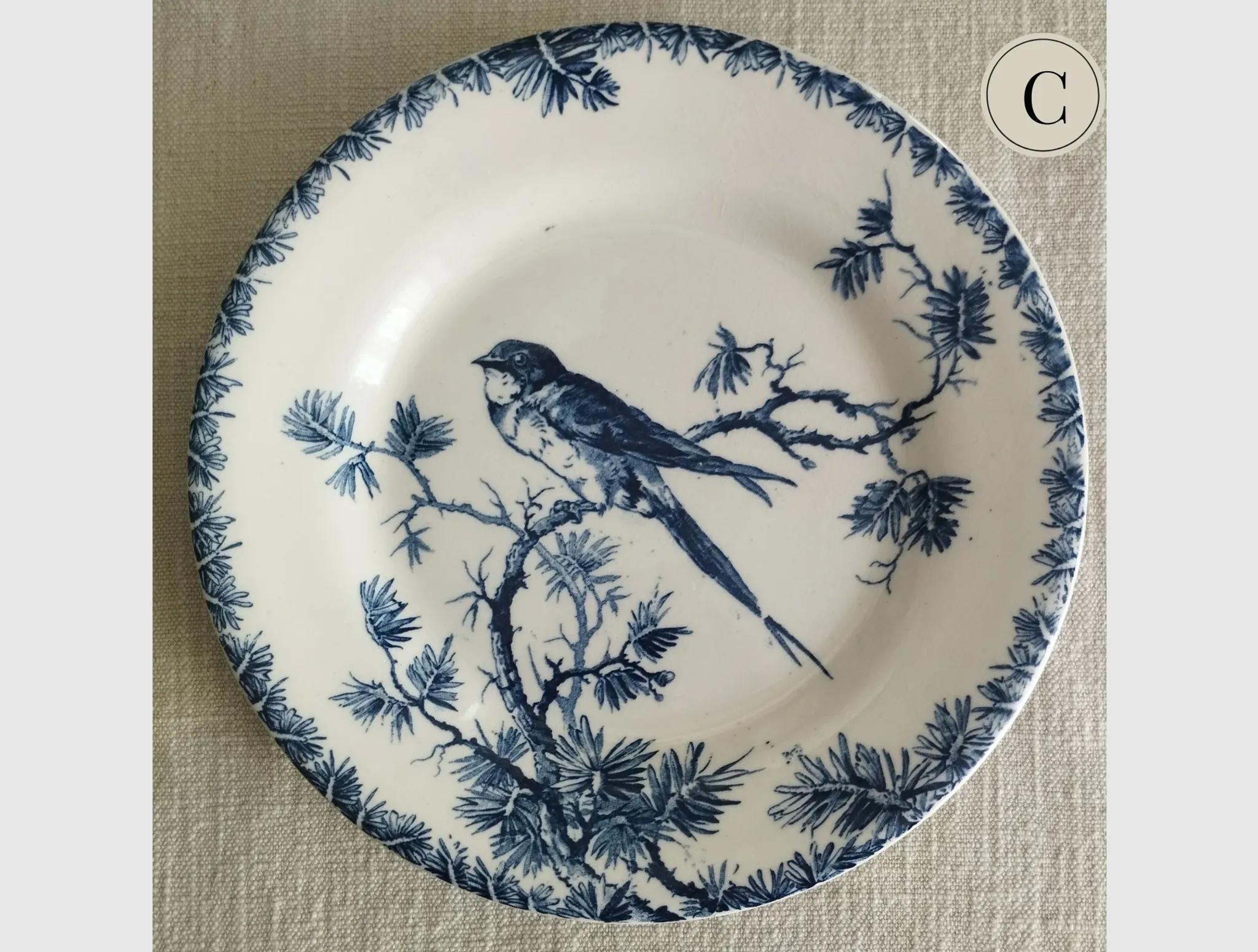 Gien "Provençal" - Set of 3 flat plates Ø 23 cm swallows