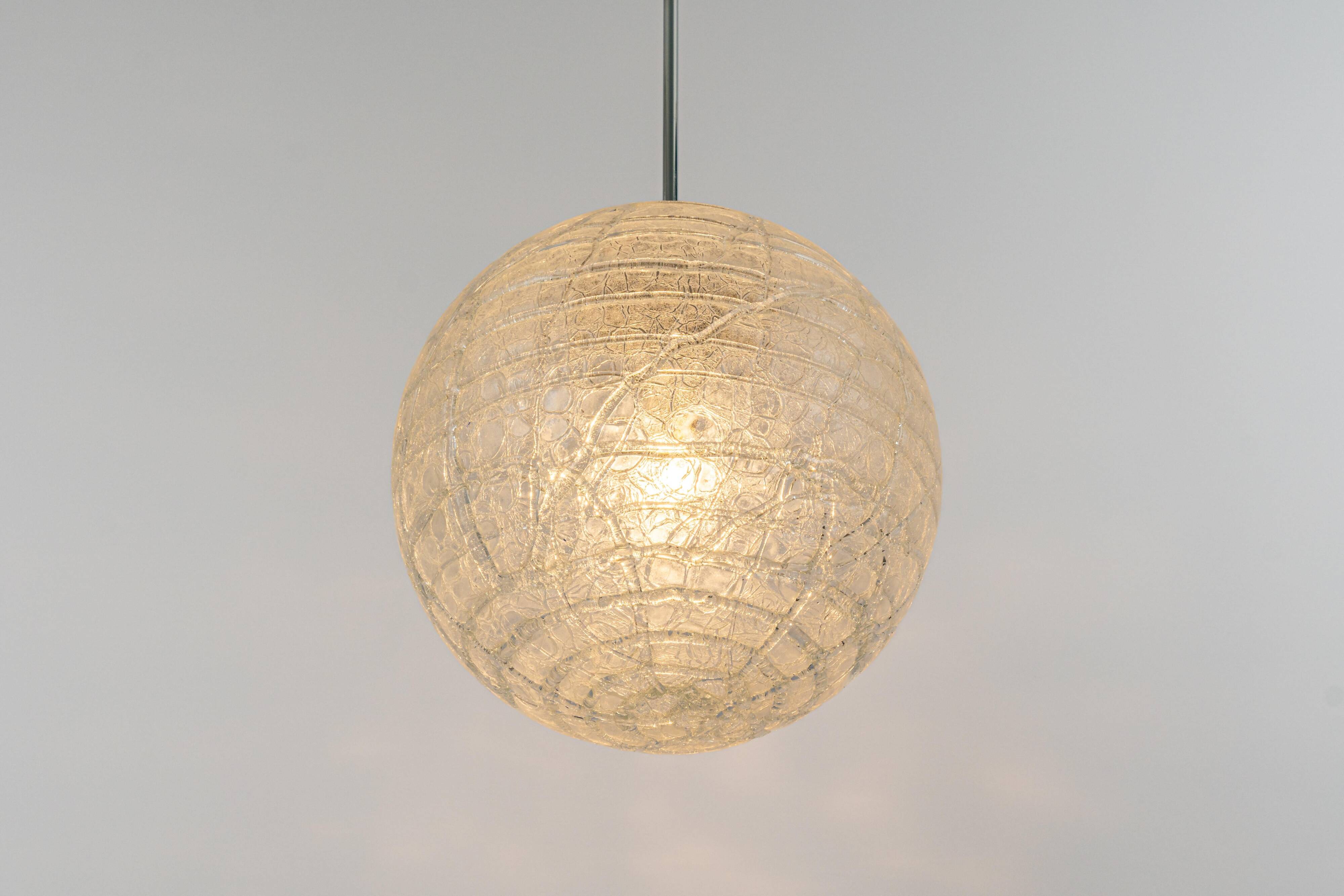 Large Murano ball pendant light by Doria, Germany, 1970s.