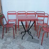 Set of 7 chairs and 1 table Tolix