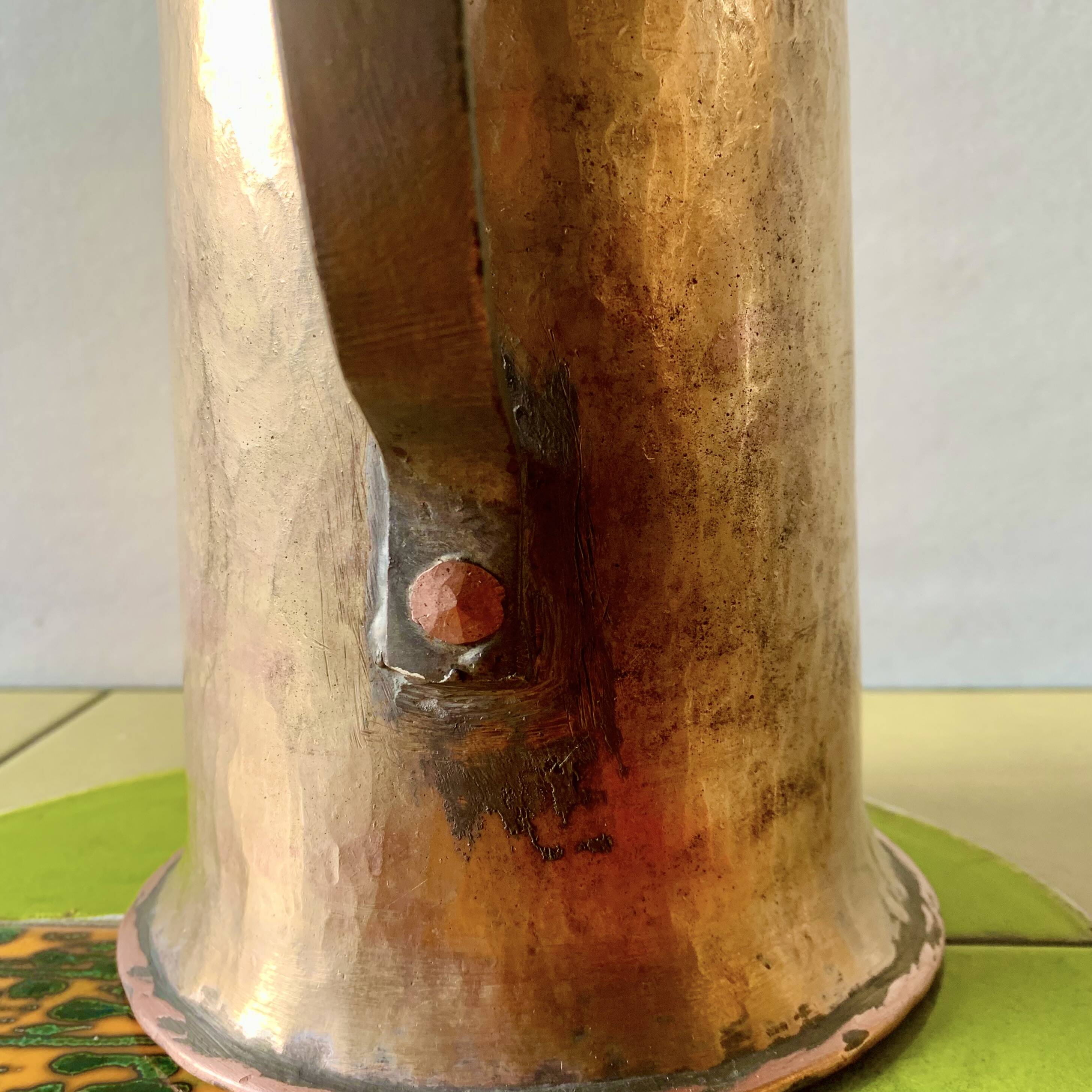 Old hammered copper water jug - artisanal work