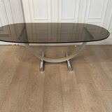 Table basse chrome et laiton Italie 1970