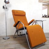 Deckchair Lama chrome vintage fabric