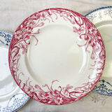 6 flat plates Terre de Fer blue red mismatched