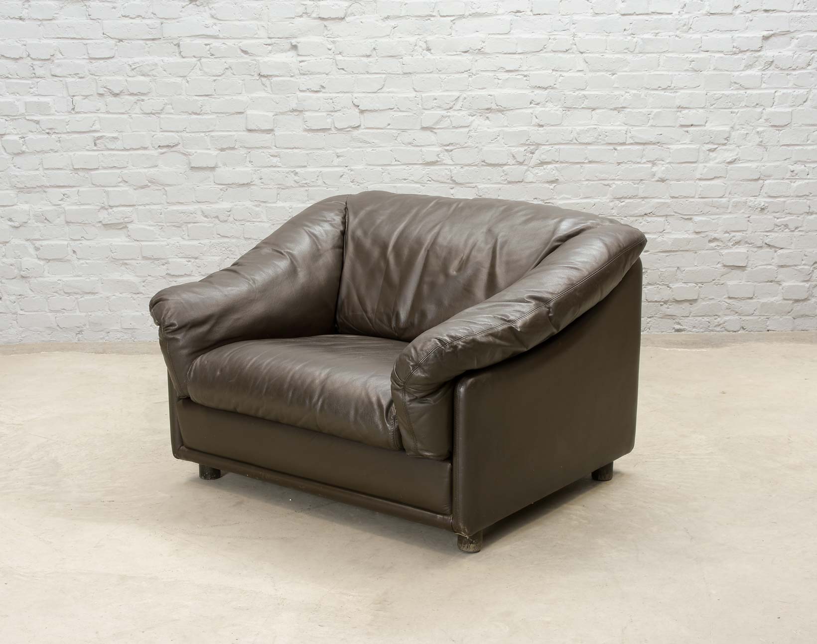 Comfortable Leolux Seal Brown Leather Lounge Chairs The Netherlands 1970s