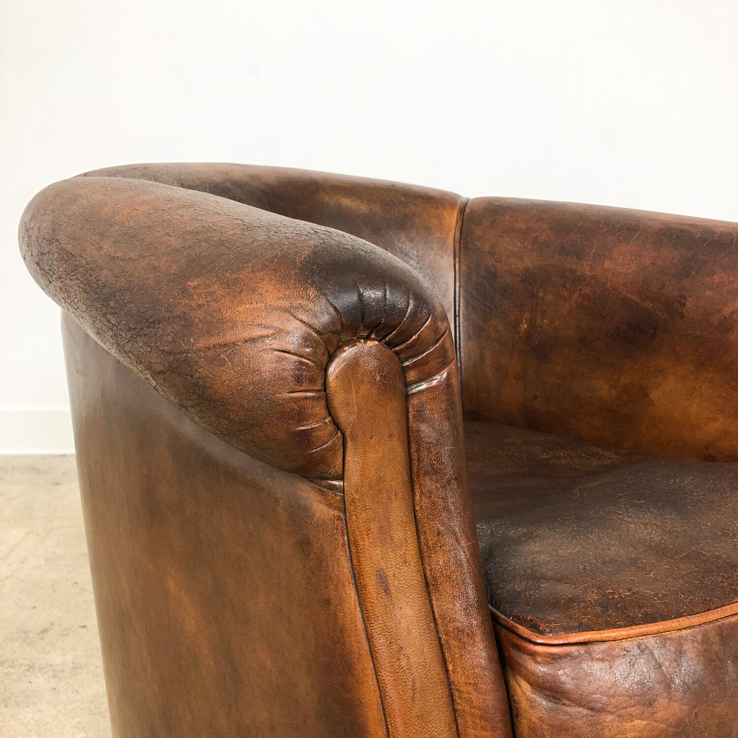 Vintage sheep leather club chair