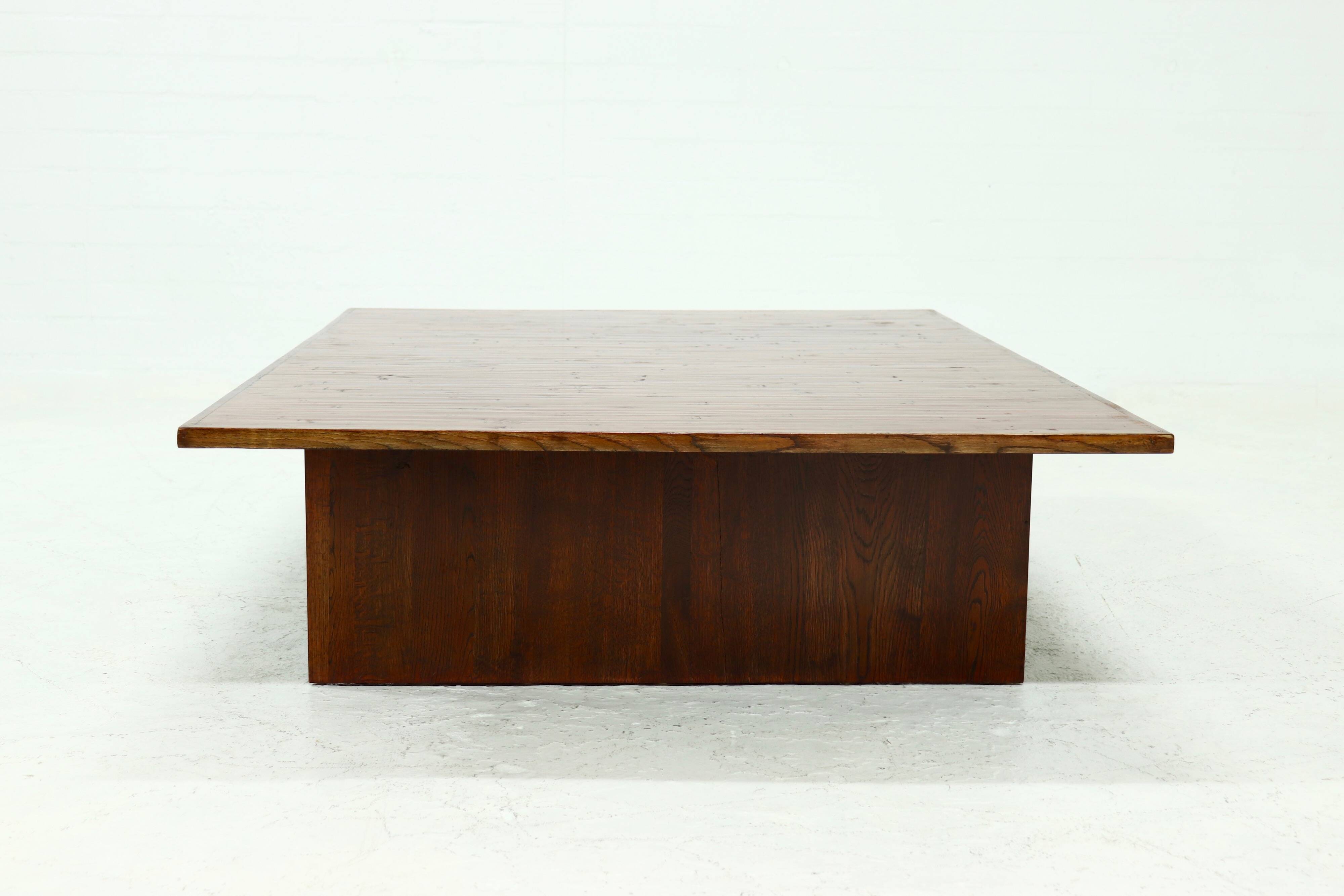 Large Bamboo and Wood Coffee Table Attributed to Axel Vervoordt 1980s
