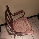 Thonet ancien fauteuil chaise bistrot cannée bois signé