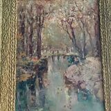 Peinture impression à l'huile sur carton toilé, première moitié du XXe siècle, Franco Ricciardi