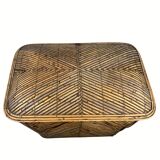 Vintage pencil split reed rattan bamboo wicker chest, 1930s-1950s