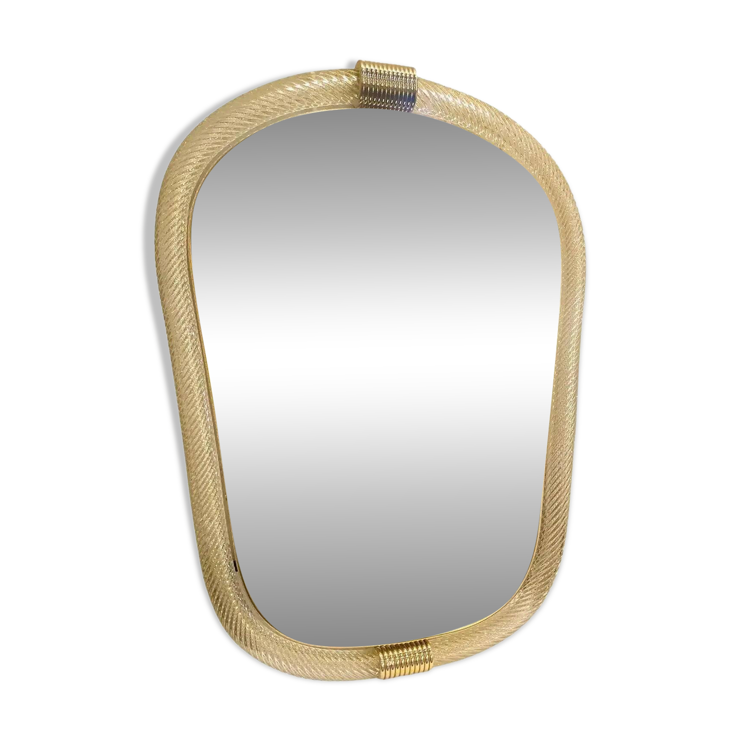 Venetian Style Murano Glass Mirror with Twisted Torciglione Frame