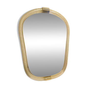 Venetian Style Murano Glass Mirror with Twisted Torciglione Frame