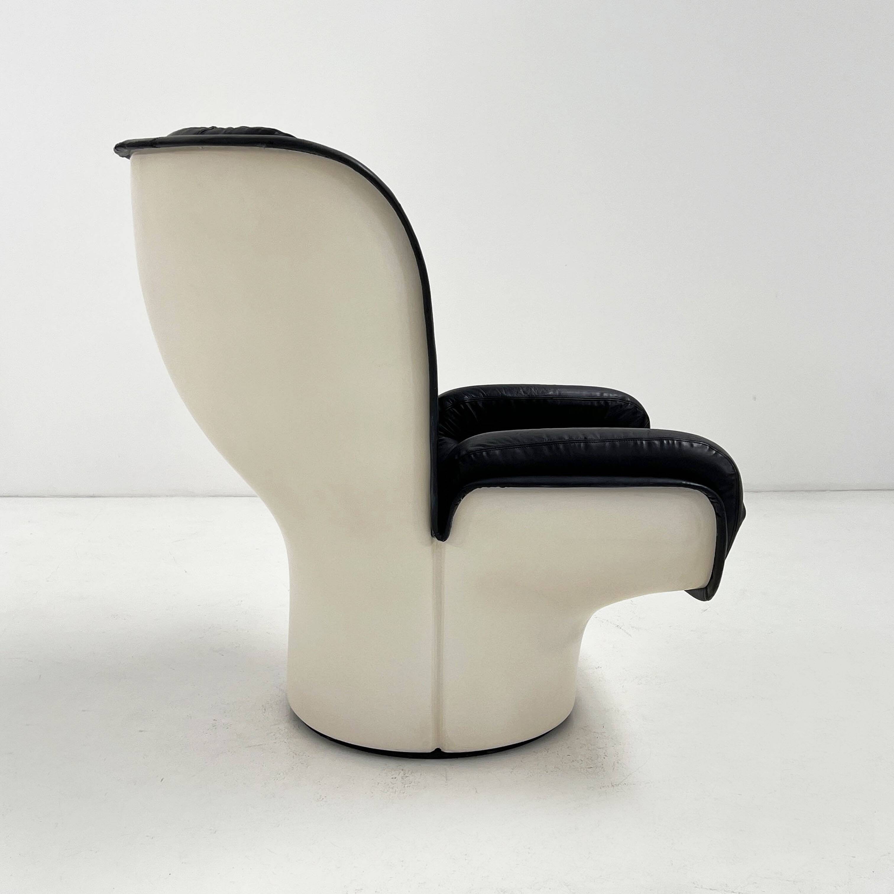 Elda armchair in white and black by Joe Colombo for Comfort, 1960