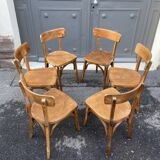 6 chairs bistro coffee wood curved vintage