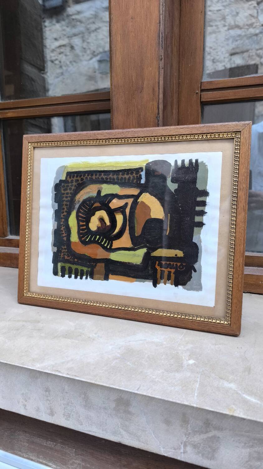 Oil on cardboard by Guy Rougon 1970