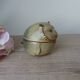 Vintage Japanese pottery owl sugar bowl 1970, zoomorphic owl sugar box