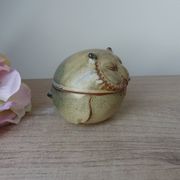 Vintage Japanese pottery owl sugar bowl 1970, zoomorphic owl sugar box