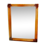 Vintage mirror in rattan and leather - 64x49cm