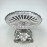 Art Nouveau fruit bowl in glass and metal Art Nouveau compote dish