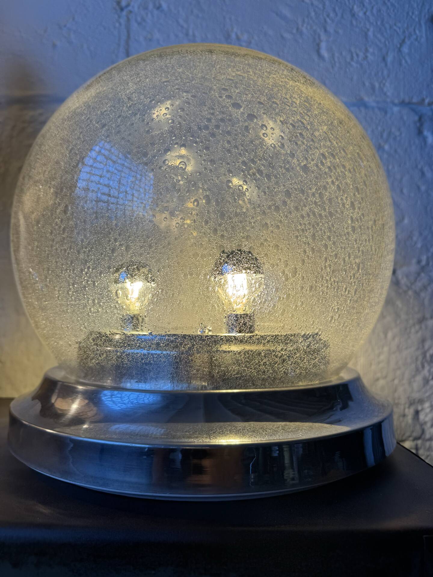 Lampe de table verre bullé Space Age années 70