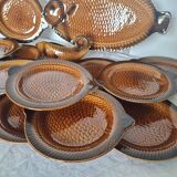 French ceramic dinnerware and plates set sarraguemines 1970s