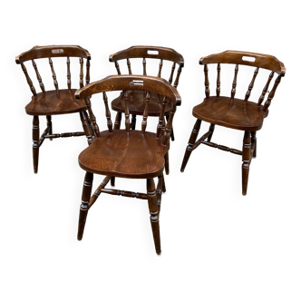 4 classic English Windsor chairs Western wooden bistro chairs vintage 70s