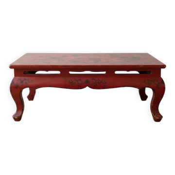 Table basse asiatique en bois rouge