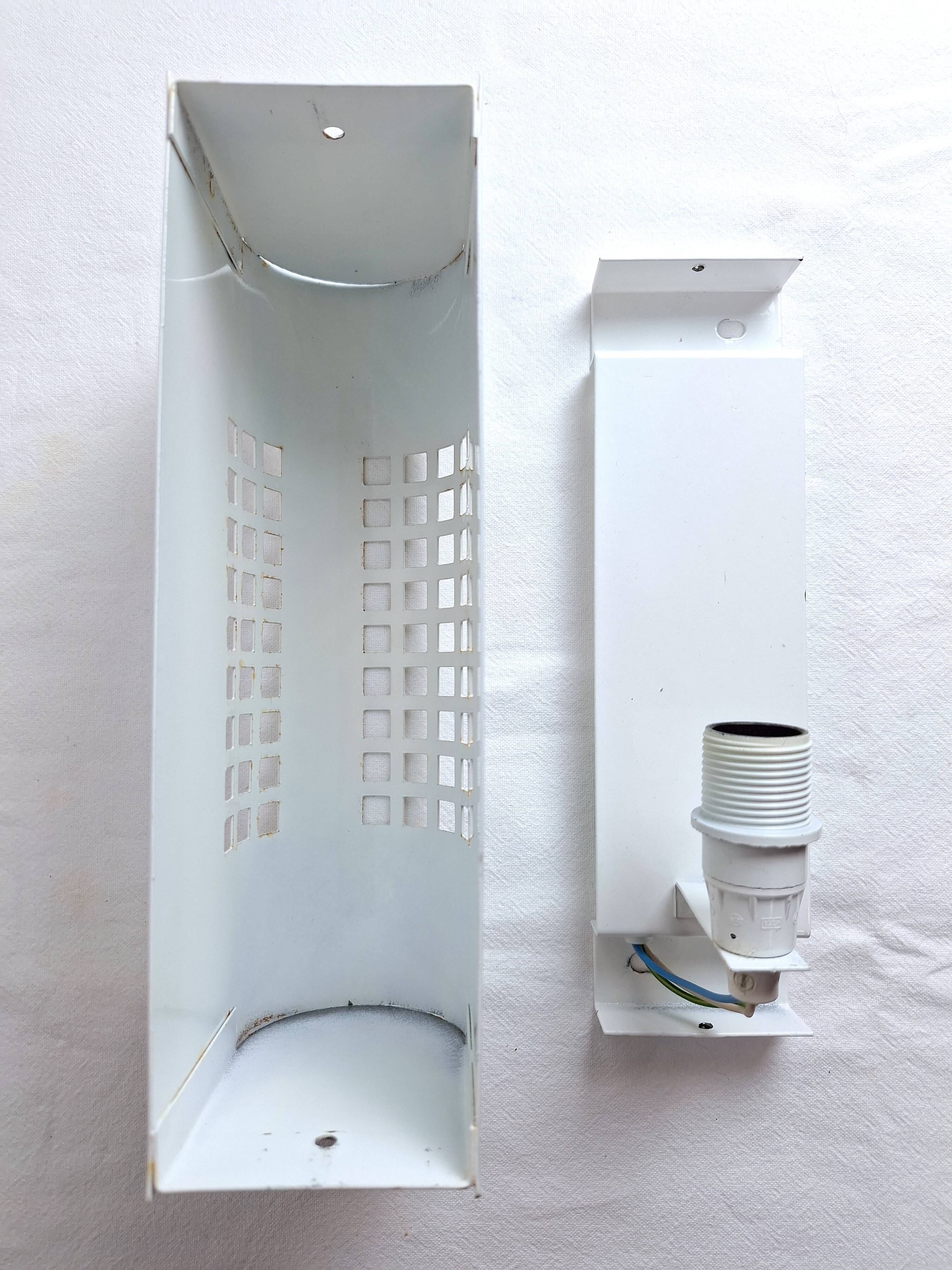 Pair of vintage 80s Memphis industrial wall or ceiling lights
