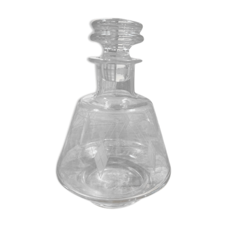 Art Deco-style engraved glass carafe