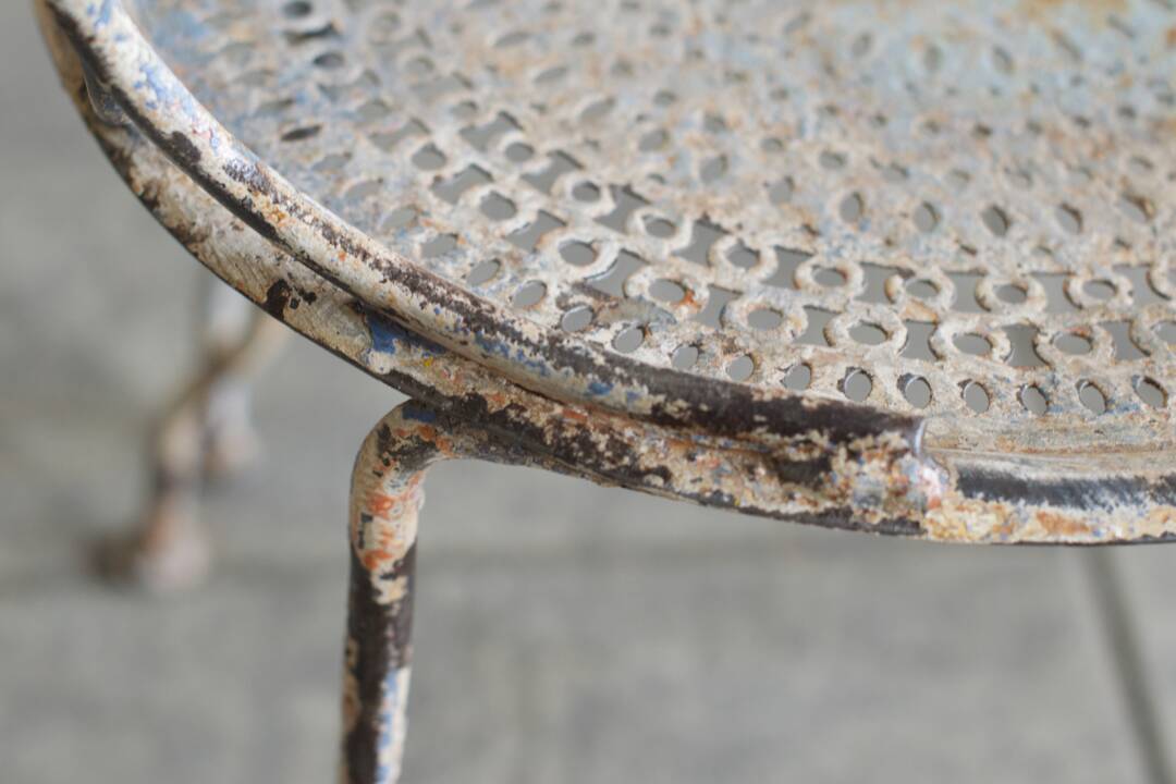 Two iron garden chairs 1950