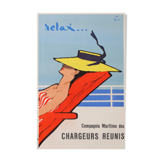 GRUAU RELAX CHARGERS REUNIS 97.5x63 CM AFFICHE ENTOLEÉE