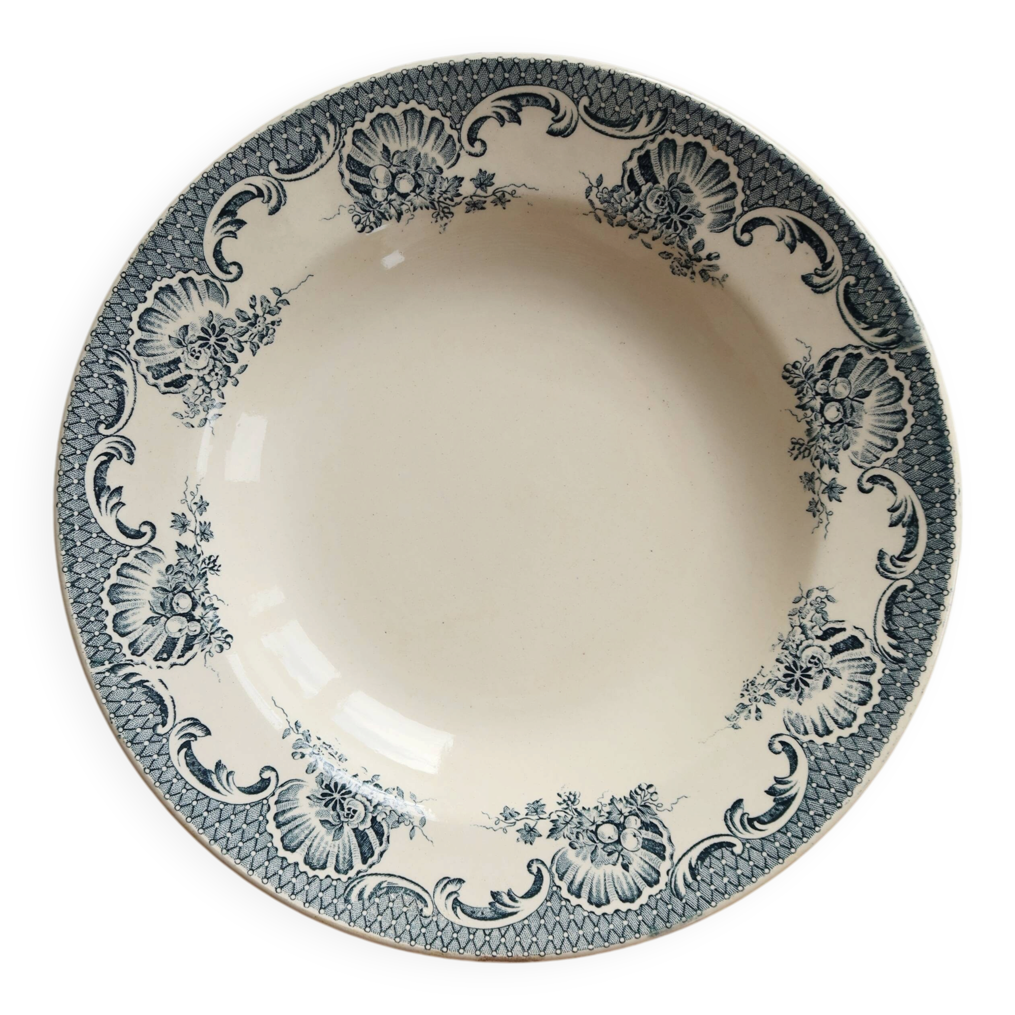 Vintage hollow plate Lavallière - Moulin des Loups - Floral rim